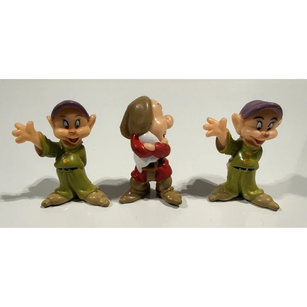 DISNEY Snow White Seven‎ Dwarfs - 3 PVC Figure Lot - Dopey 2 Grumpy Vintage 2